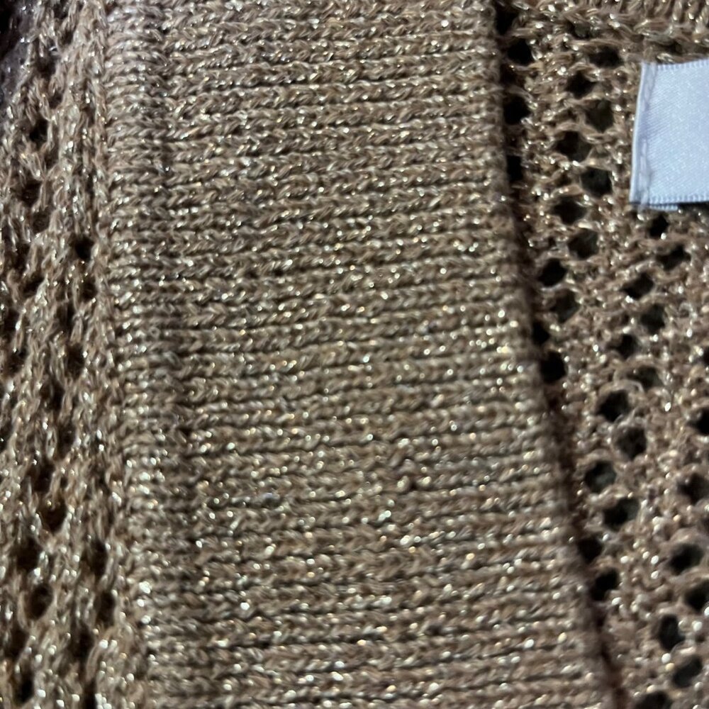 Jones Studio Gold Sparkle Open Front Cardigan Womens M Used New Years Eve - Picture 9 of 16